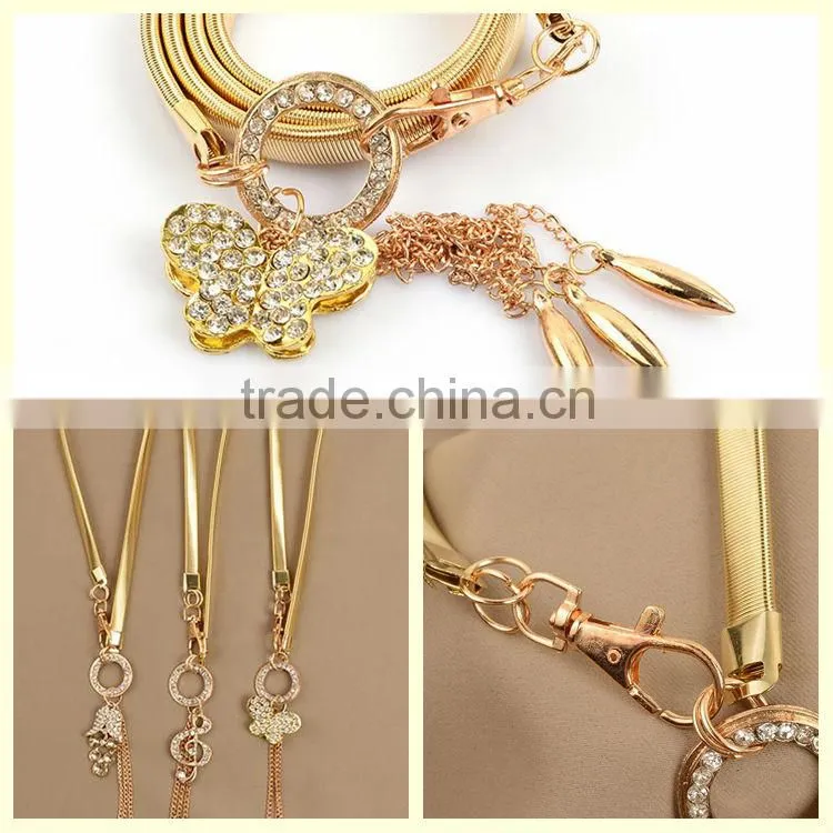 Stainless steel sexy girls butterfly gold chain belly waist chains