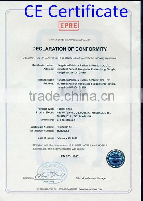 Fiber Braided Flexible Rubber Air Brake Pipe Assembly with SAE J1402 standard