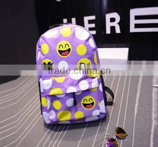 emoji qq smile face canvas daypack backpack cool Cute Emoji Backpack Cool Kids School Backpack
