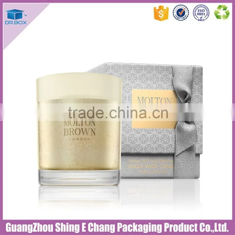 Recyclable feature and accept custom high quality cardboard round candle glass jars box, luxury candle box
