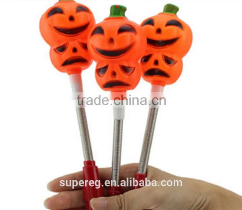 New Arrival Funny Product Halloween Pumpkins Flash Led Stick Springs Glow Sticks