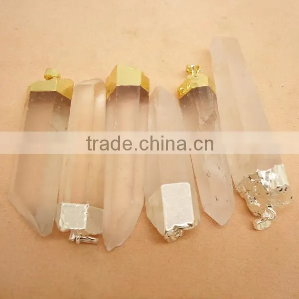 JF6923 Gold Plated Natural Turquoise Point Spike Pendants