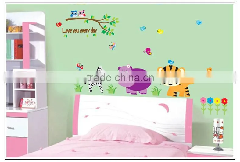 ALFOREVER the owl with other animals wall sticker,owl pvc sticker