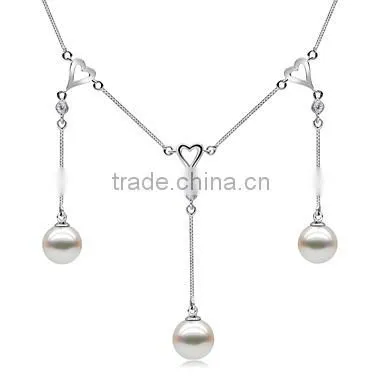 Heart Style White Akoya Pearl Necklace