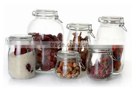 Wholesale kitchen glass jars with clip lid