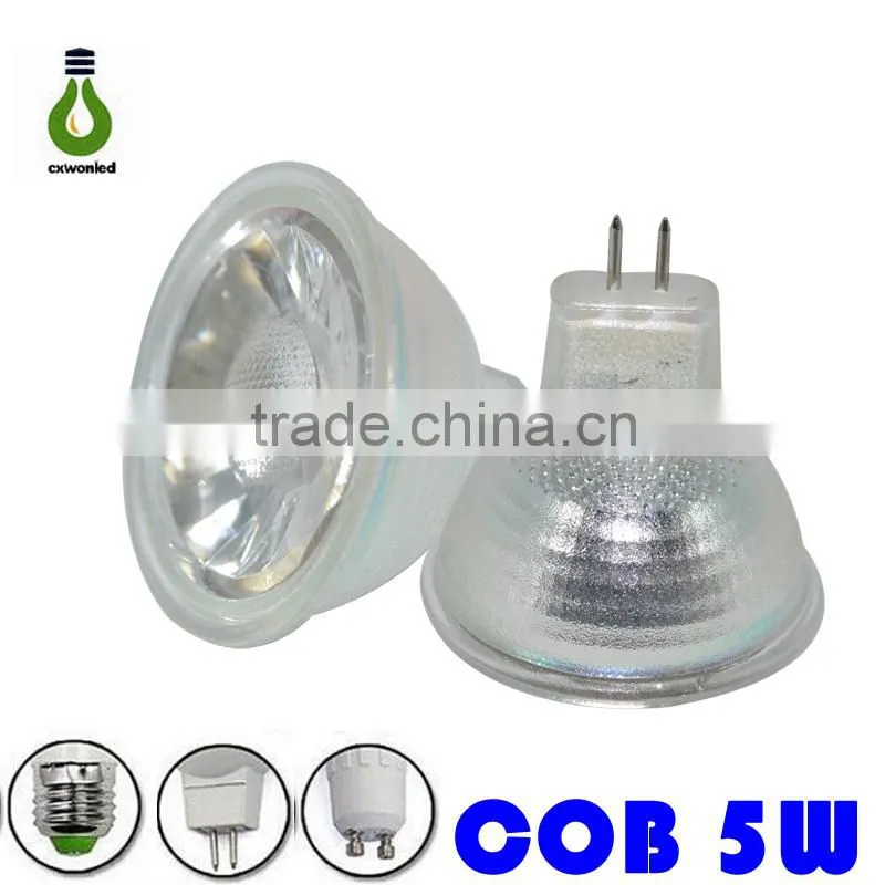 Gu10 led spot lamp cob 185-260v input voltage 5w quartz glass cob spotlight with ce rohs