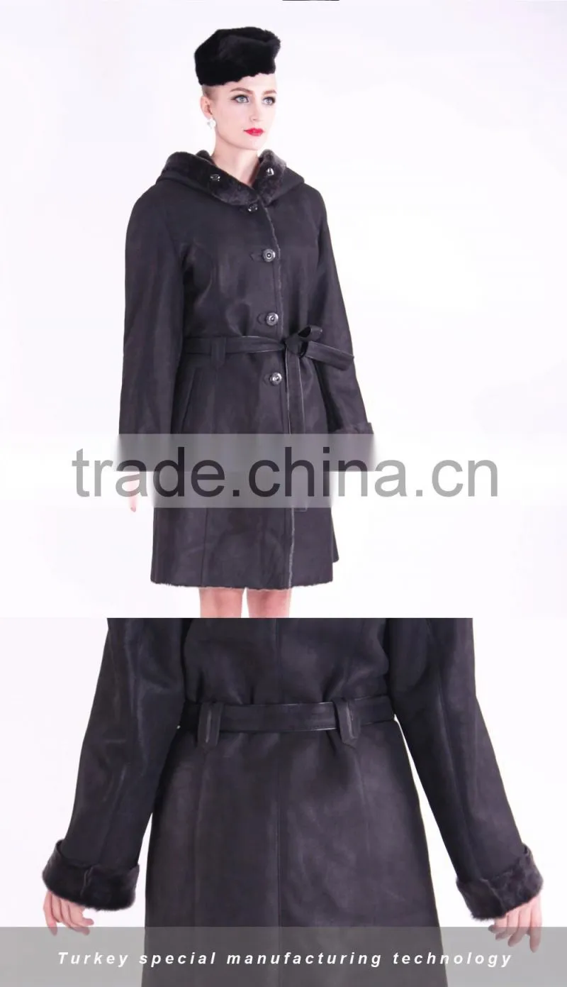 New Design Winter Women Long Slim Fit Wool Fur Coat