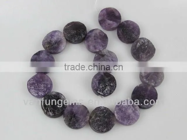 Natural Color Fluorite Rough Coins Beads
