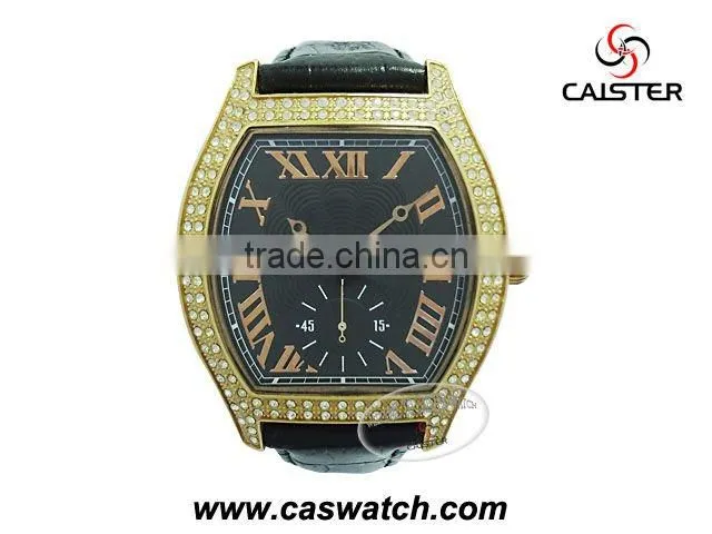 Luxury diamond alloy case watch custom big face watches for men