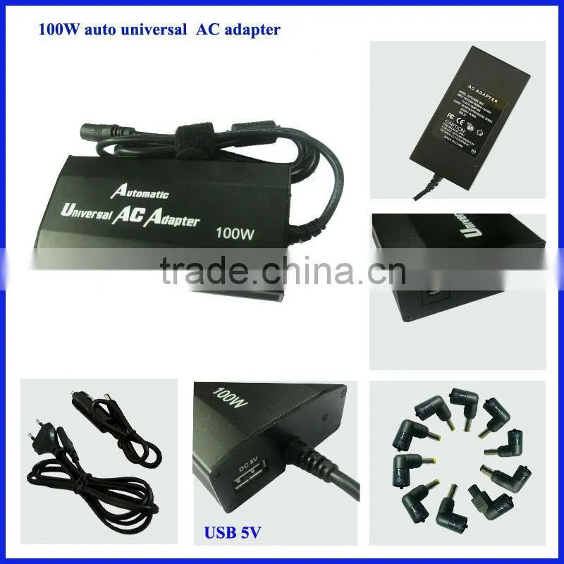 Universal 100w ac dc power supply adapter for home and car