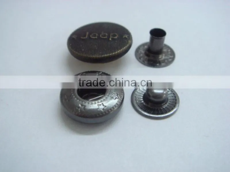 17mm famous embossed four part metal garmenrt snap button