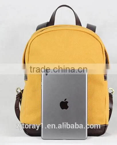 Portable Shoulder Leather Canvas Kids Backpack Bag for School