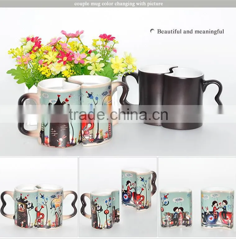 sublimation coated ceramic magic mug, Yiwu factory directly supply
