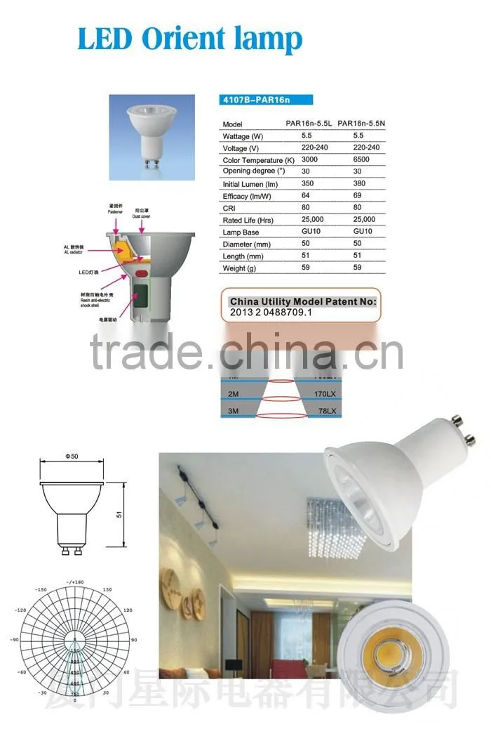 china manufacturer led light gu10 7w