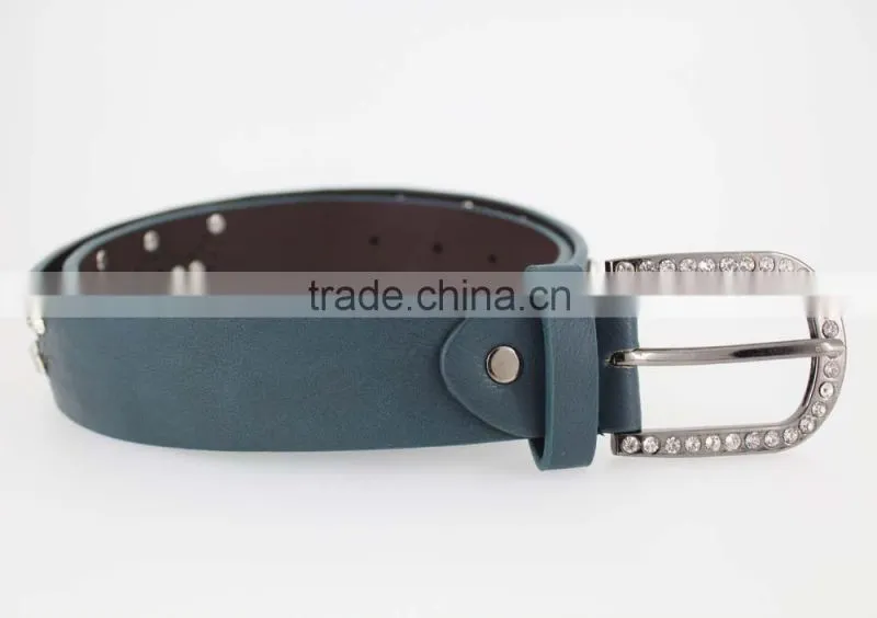 Women's Fashion rhinestone studded 35Mm pu leather jeans belt with shiny rhinestone accessories