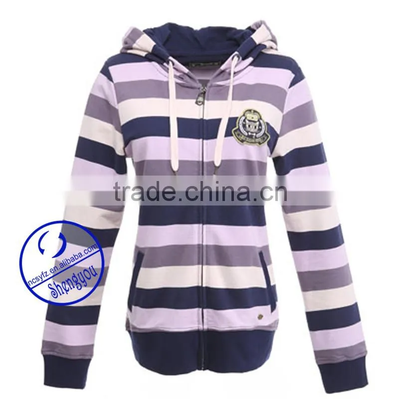 China high quality custom women yarn dyed hoodies sweatshirts