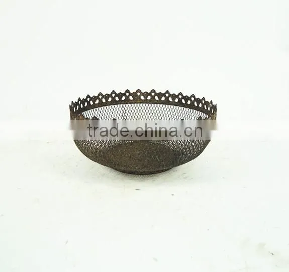 Antique french round decorative wire basket