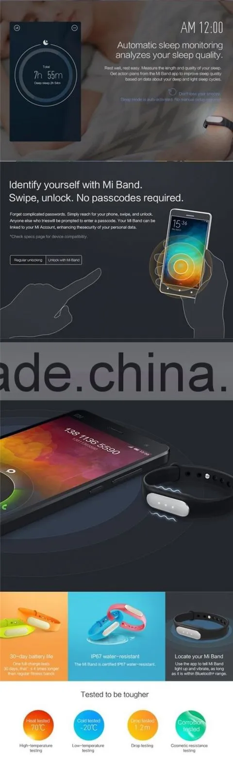 2016 Silicone waterproof wearable Original smart Heart Rate Monitor Xiaomi Mi Band 1S wristband tracker for kids