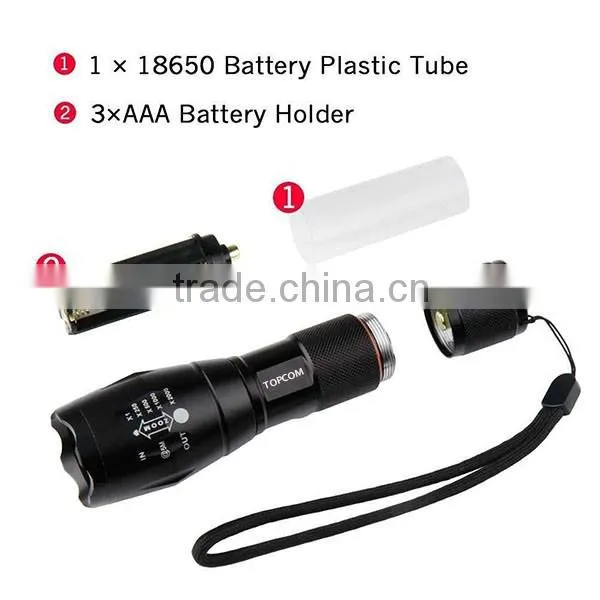 E17 XM-L T6 2000 Lumen Zoomable and Waterproof LED Flashlight