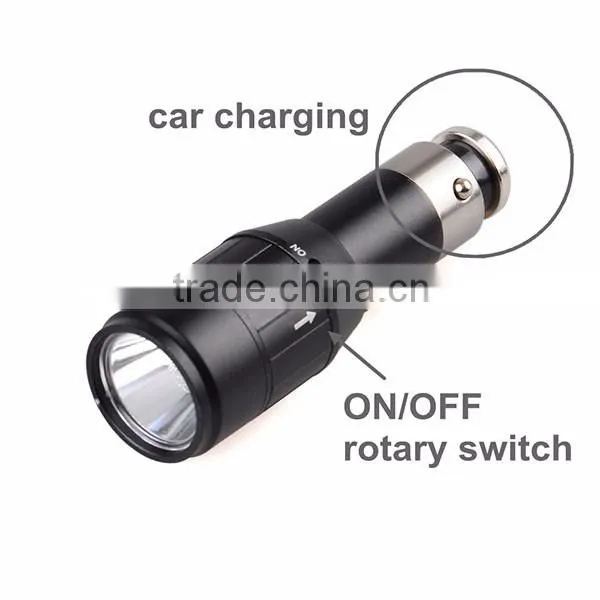 Custom Cigarette Lighter Rechargeable 12 Volt Super Bright Q5 LED Car Flashlight