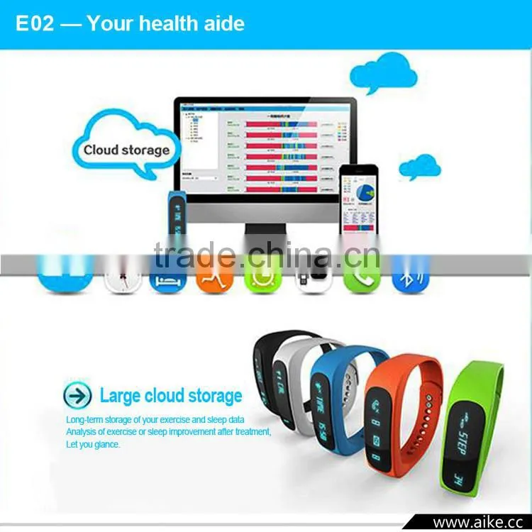Smart Wrist Watch E02 Smartband Waterproof Bluetooth Fitness Tracker Health Bracelet Sports Wristband Gear Fit For Android IOS
