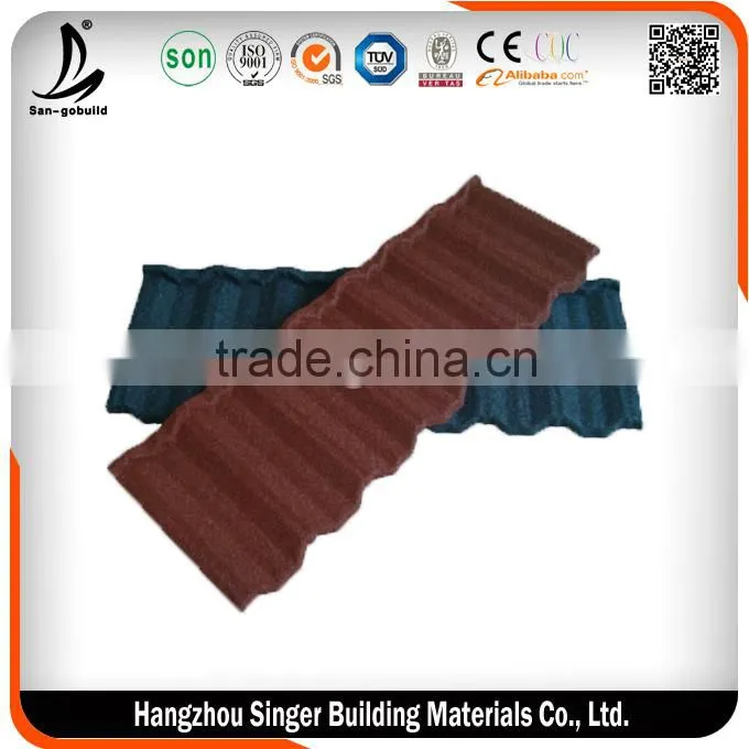 Red Color Stone Coated Metal Roofing Tile With Modern Classical Roof Tile