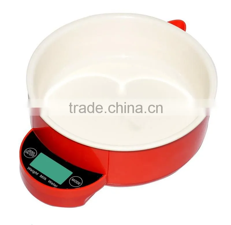 Milk/Water Digital Kitchen Scale with 5kg/11lbs Maximum Capacity with bowl