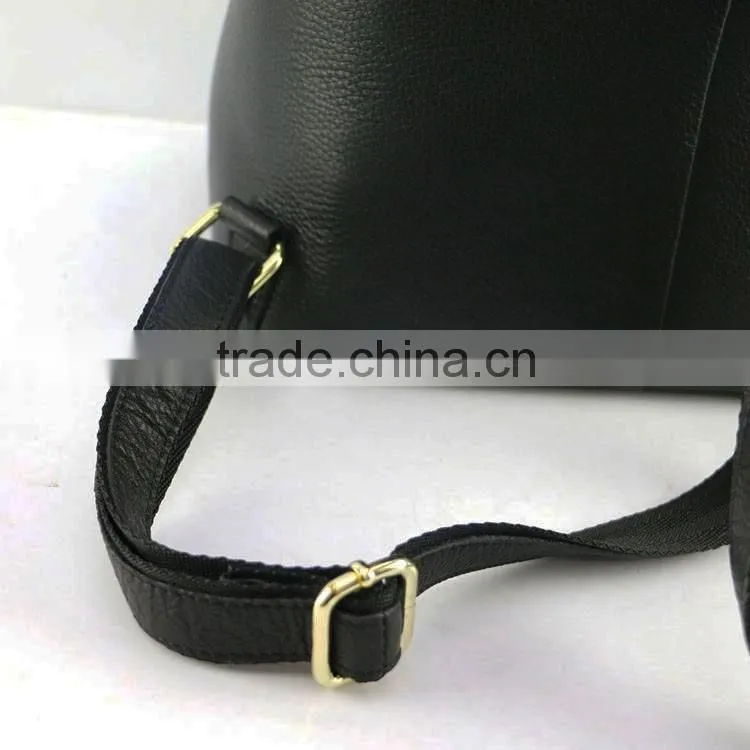 New special design ladies durable black litchi pattern leather backpack