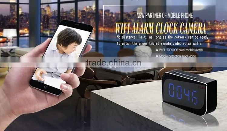 HD 720P H.264 Wide Angle Lens WIFI Alarm Clock ,Motion Detection SPY WIFI Alarm Clock Camera