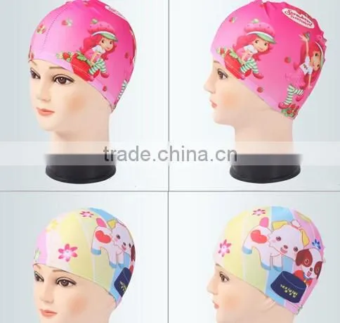 2016 new design High Quality Cute Cartoon Printing Children Waterproof Swimming Hat