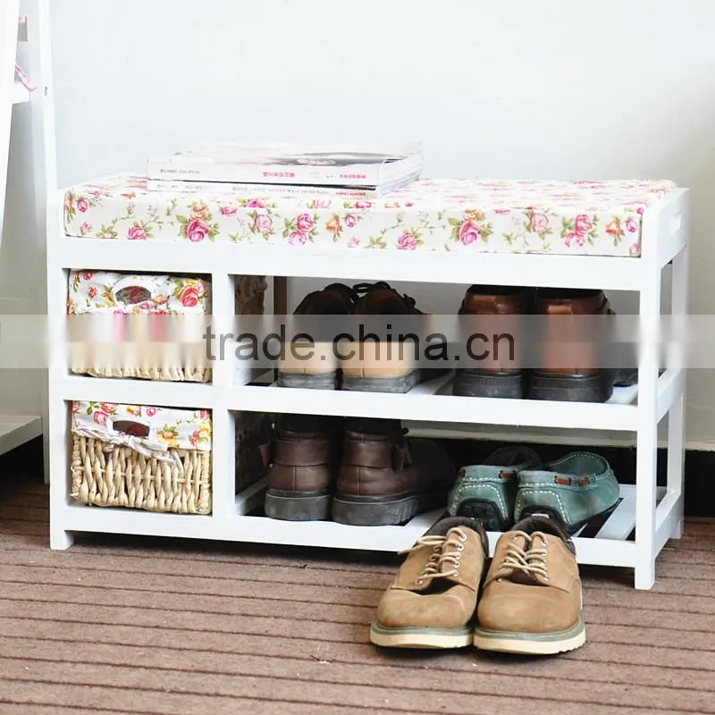 fitting room 2 tiers soft sitting stool for shoes storage
