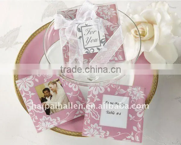 wedding favors glass coasters with sakura decorated