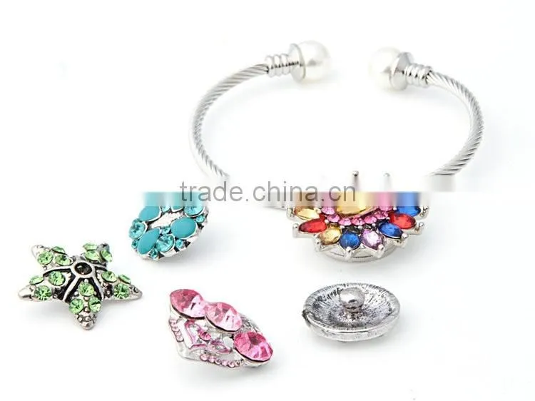 2016 new 18mm multicolor Round Press Metal tree pattern DIY Snap Button for bangles