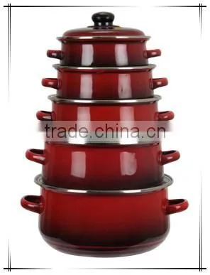 Upscale Black Bottom Full Color Enamel Cookware Pot Set Non-Stick Double Handle Soup Sauce Pot Enamel Cooking Pot Set