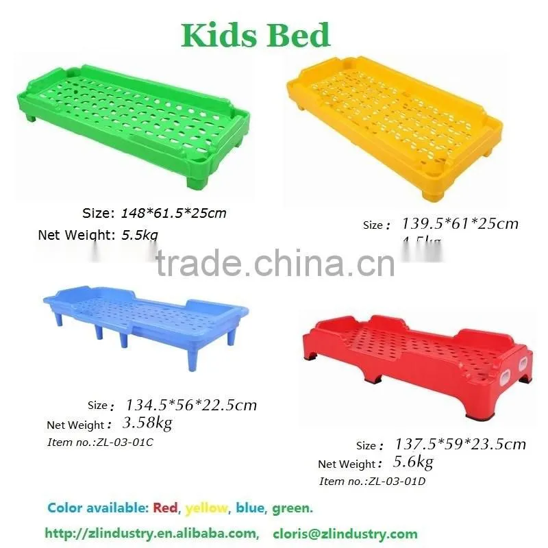 Children size stackable design nursery kids bed plastic daycare cheap cots for sale