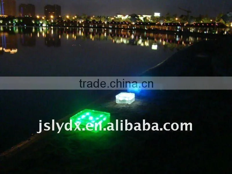 High quality !!! LED solar ice glass brick light(10*10*5)cm)