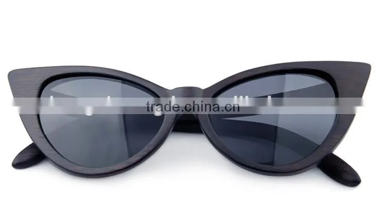 Vintage butterfly shape frame natural wood sunglasses with custom logo