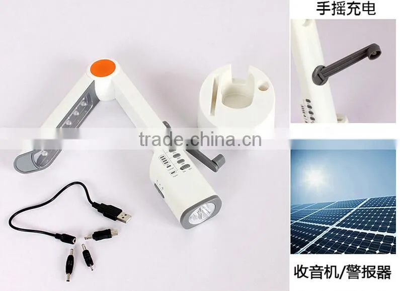 Super Solar Lamp & Dynamo Solar Flashlight & Desk lamp with FM Radio