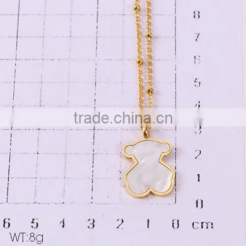 China top wholesale fashionable teddy bear shell gold long chain necklace