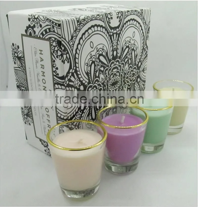 Rectangular luxury customized logo cardboard printed box for 4 candles with insert holder,candle packaging box