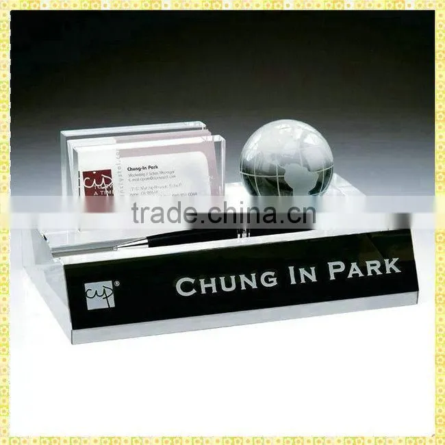 Exquisite Clear Crystal Office Desktop Set With Horse Head Figurines