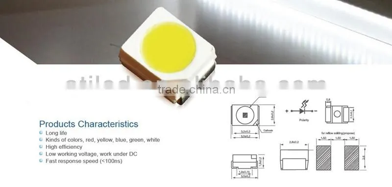 high bright 6-9lm 3528 SMD LED warm white