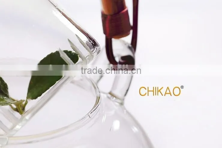 glass teapot with bamboo handle