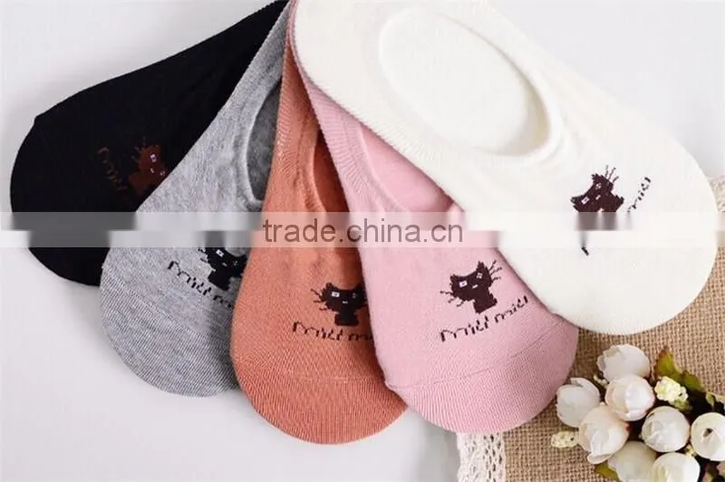Factory Hot Sale Latest Design Fashion Women Cartoon Cotton Socks,Fashion No Show Socks