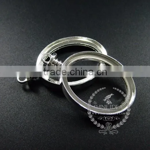30*40mm silver plated alloy oval photo frame glass pendant charm DIY bezel setting with glass tray jewelry supplies 1820286