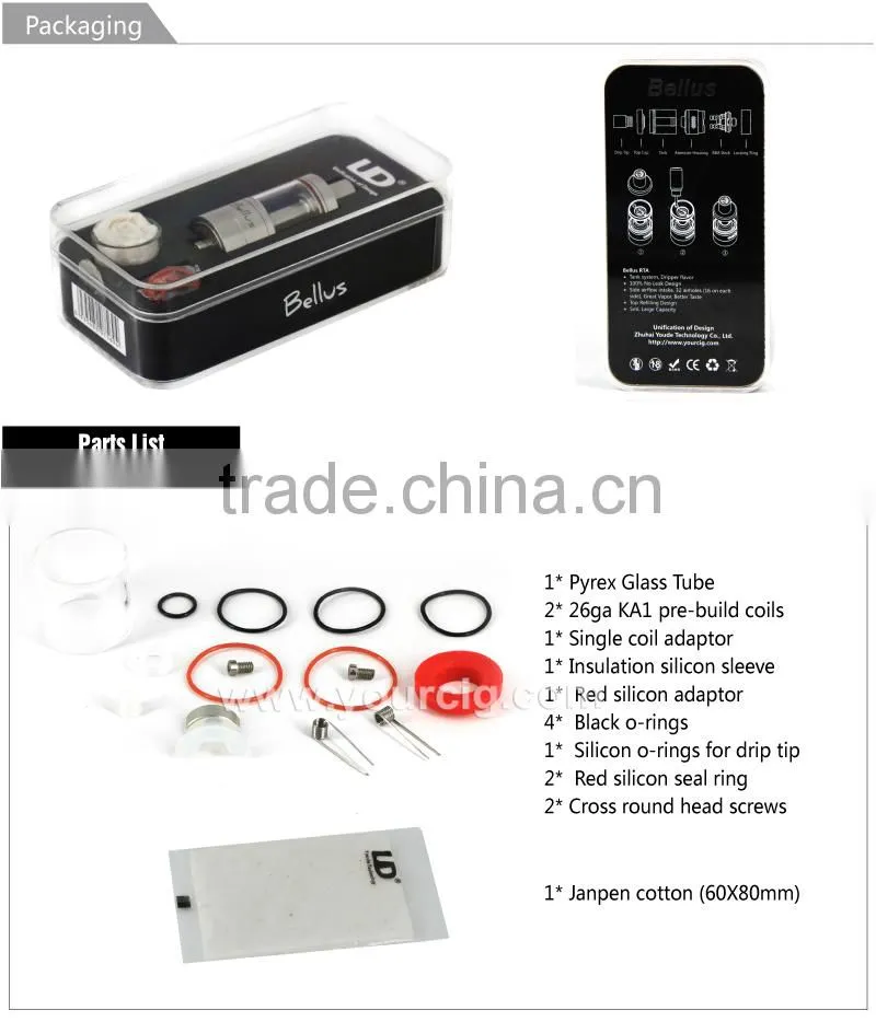 Youde bellus!100% Authentic High Quality ud Bellus RTA Tank 5ml Rebuildable, Youde UD Bellus RTA