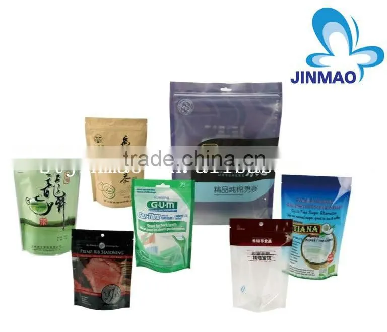 Plastic stand up bag for snack with zipper