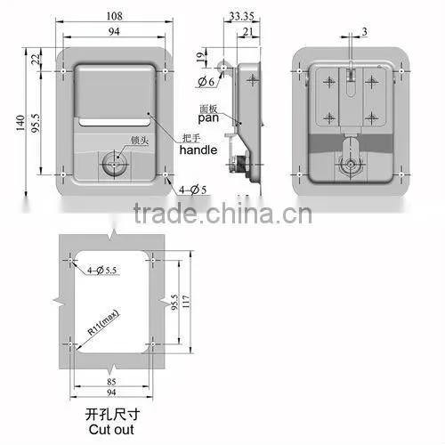 Stainless steel paddle latch