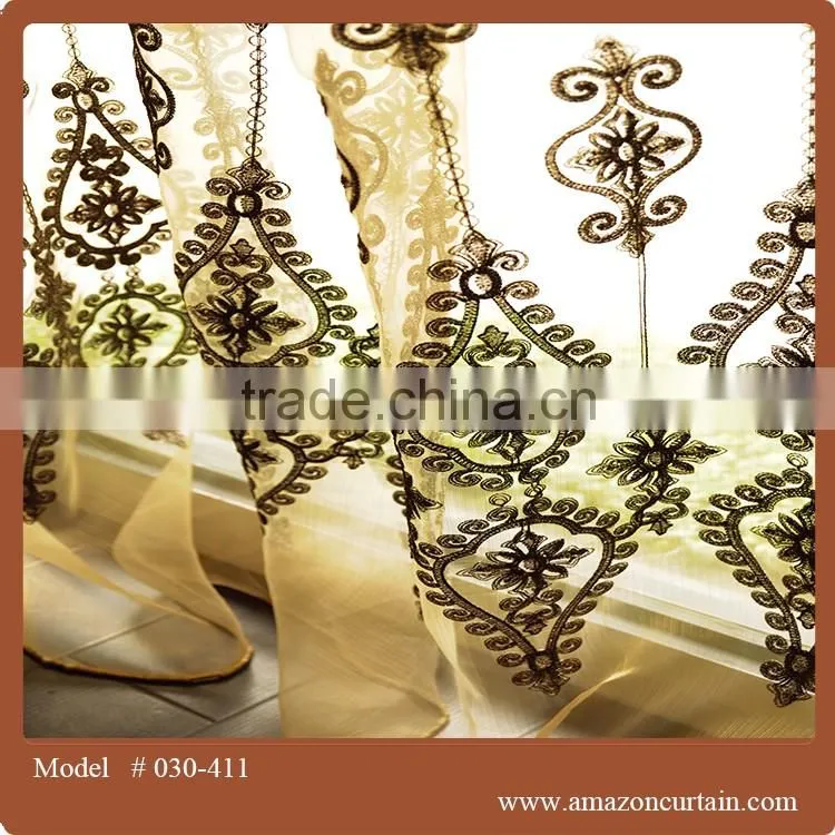 Hot Sale! Embroidered Organza Window Curtain sheer