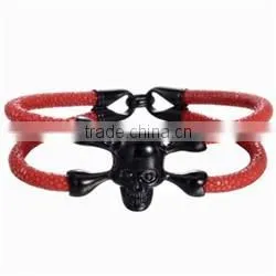 2016 3A black gemstone charm bracelet, mens jewelry three-loop wholesale stingray bracelet